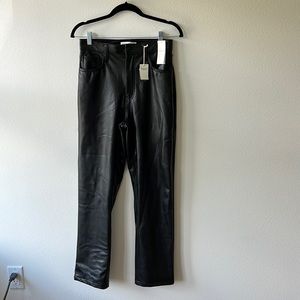 Abercrombie Black Vegan Leather 90s Straight Ultra High Rise Curve Love Pants